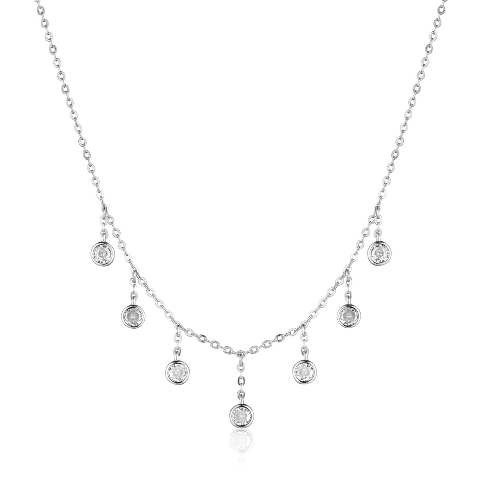 JVD Třpytivý stříbrný náhrdelník se zirkony SVLN0552XK5BI45