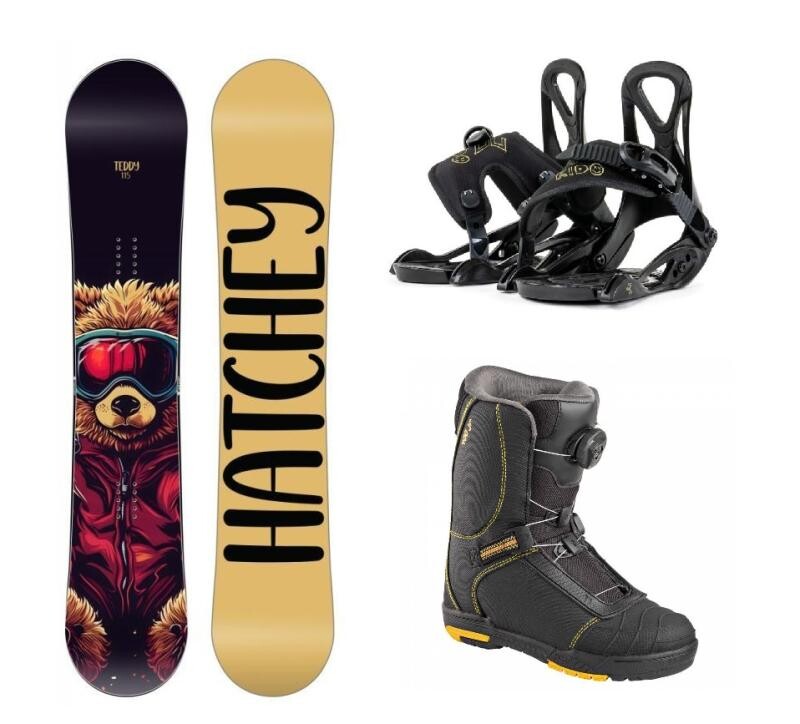 Hatchey Teddy dětský snowboard + Beany Kido vázání + Head 400 4D JR BOA dětské boty