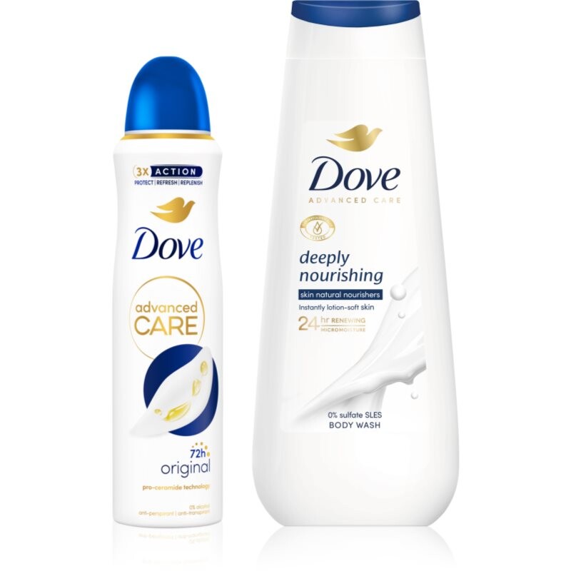 Dove Advanced Care Deeply Nourishing výhodné balení deodorantu a sprchového gelu