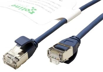 Roline GREEN U/FTP patchkabel kat. 6a, tenký, LSOH, 0,3m, modrý