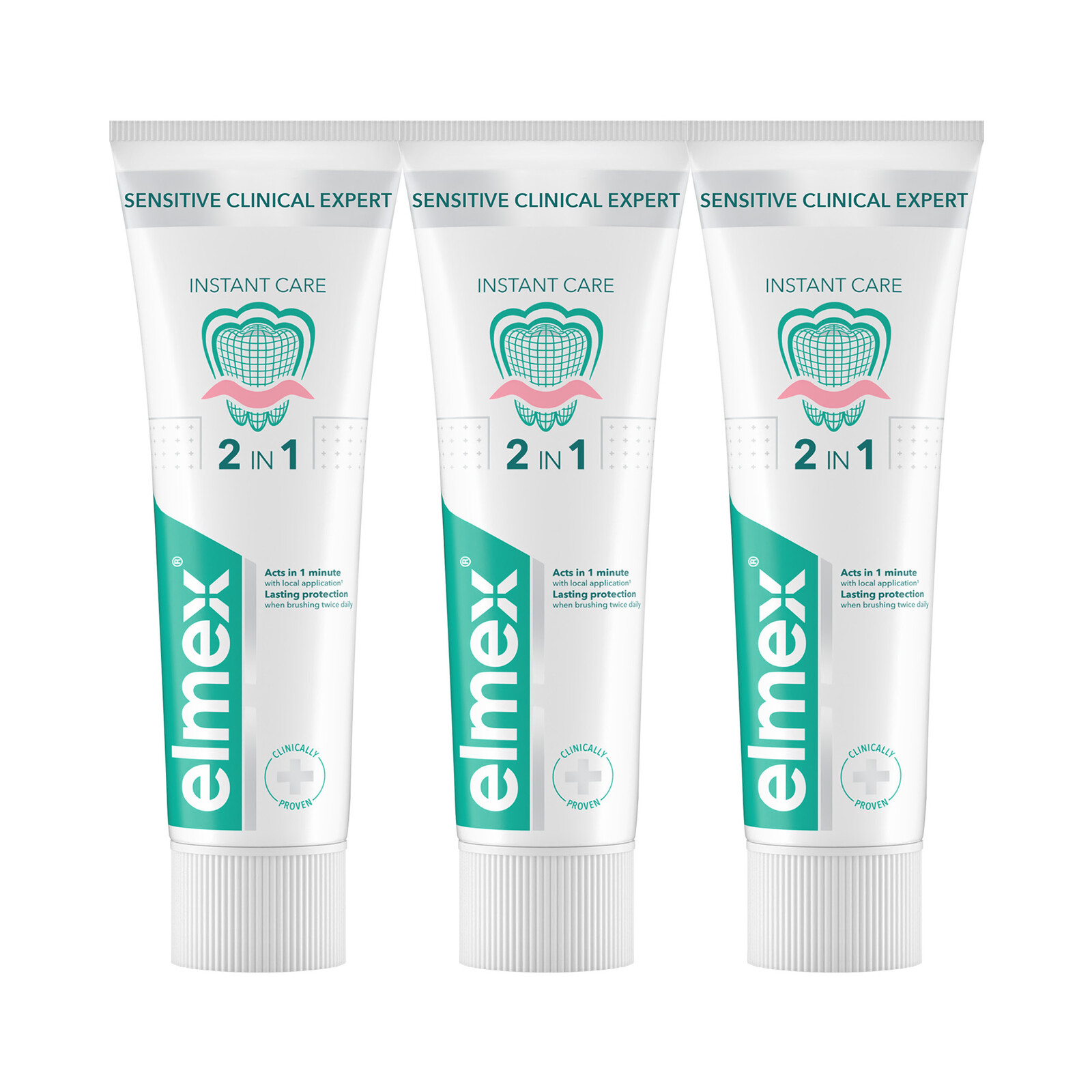 Elmex Zubní pasta Sensitive Clinical Expert Instant Care Trio 3 x 75 ml