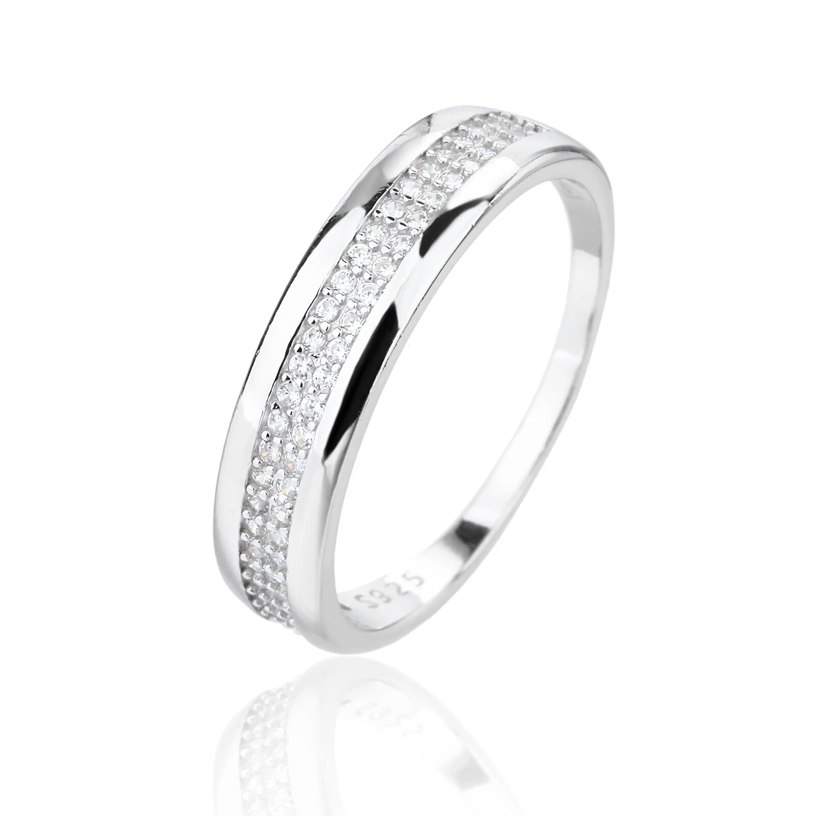 JVD Oslnivý stříbrný prsten se zirkony SVLR1295XJ6BI 58 mm