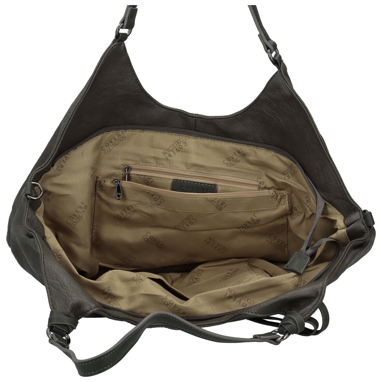 Módní dámská koženková kabelka na rameno Coveri Kayra, tmavě šedá