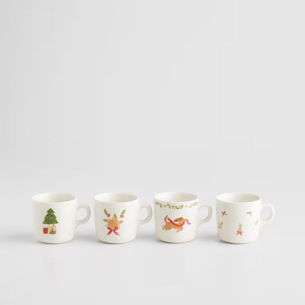 HOME & YOU Sada vánočních hrnků 4 ks 230 ml - bílá