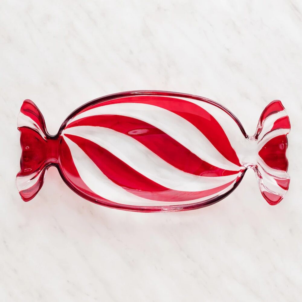 HOME & YOU Dekorační talíř bonbon 35 cm - červená/bílá