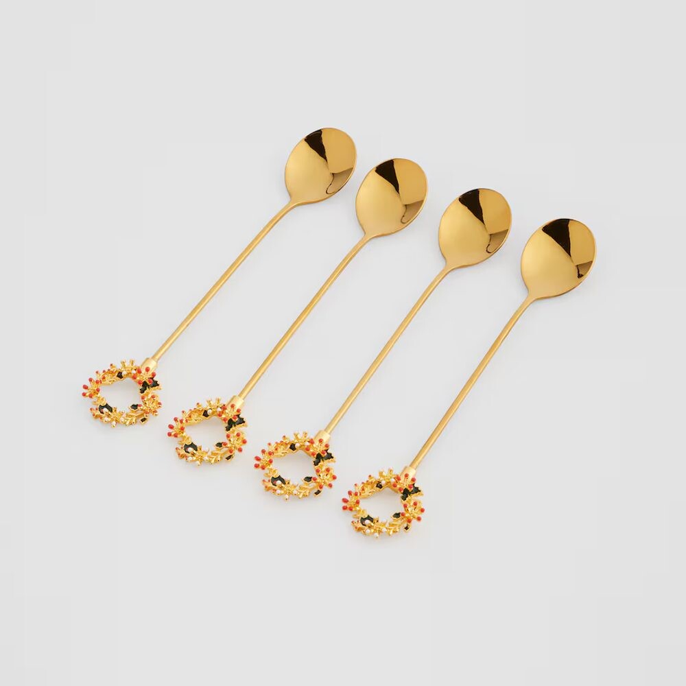 HOME & YOU Sada vánočních lžiček věneček 4 ks - zlatá