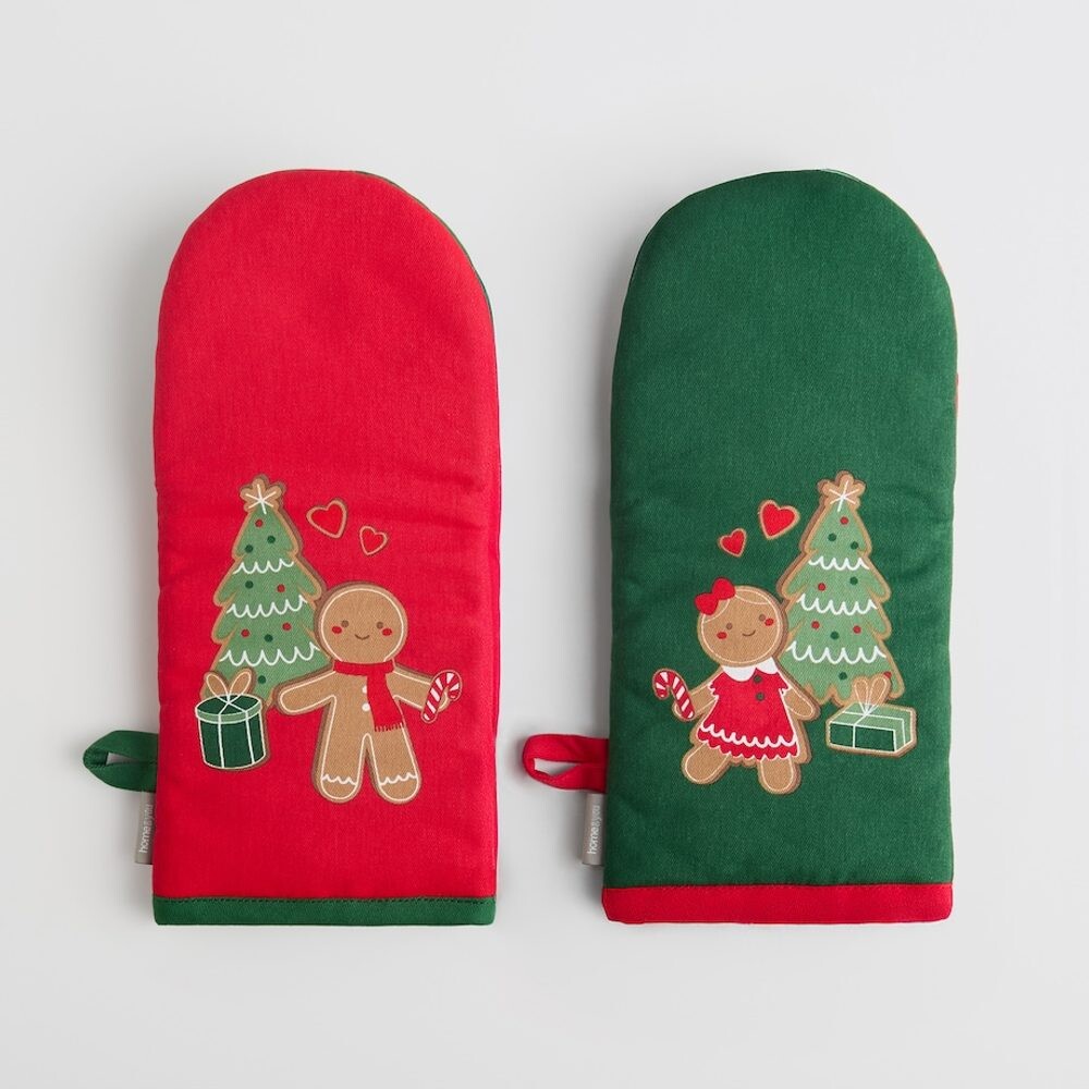 HOME & YOU Sada chňapek perníkový panáček a panenka 2 ks - červená/zelená