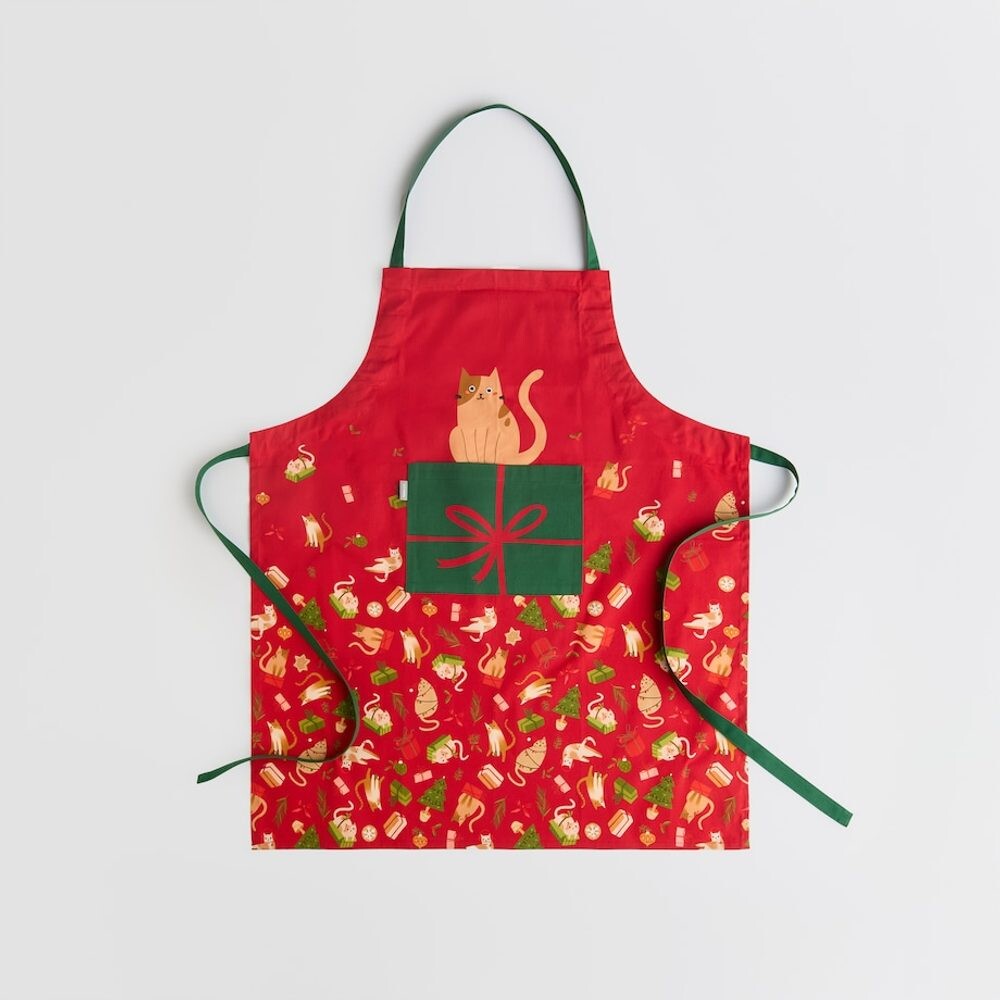 HOME & YOU Kuchyňská zástěra kočka - červená