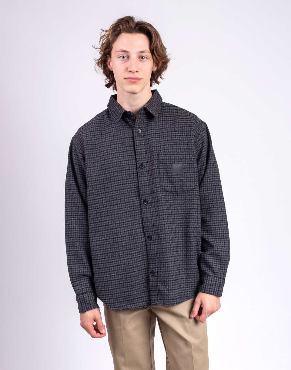 Carhartt WIP L/S Lowis Shirt Lowis Houndstooth, Grey Heather M