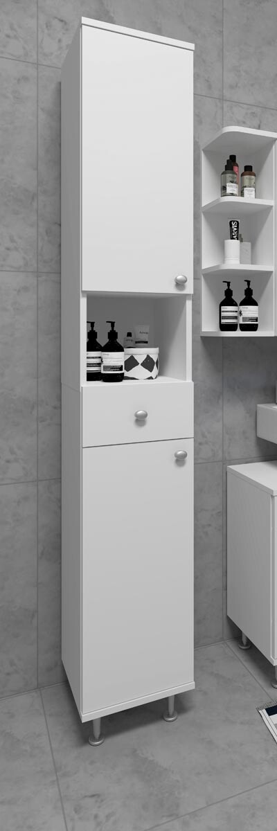 VCM Koupelnová vysoká skříňka Nilosi, bílá