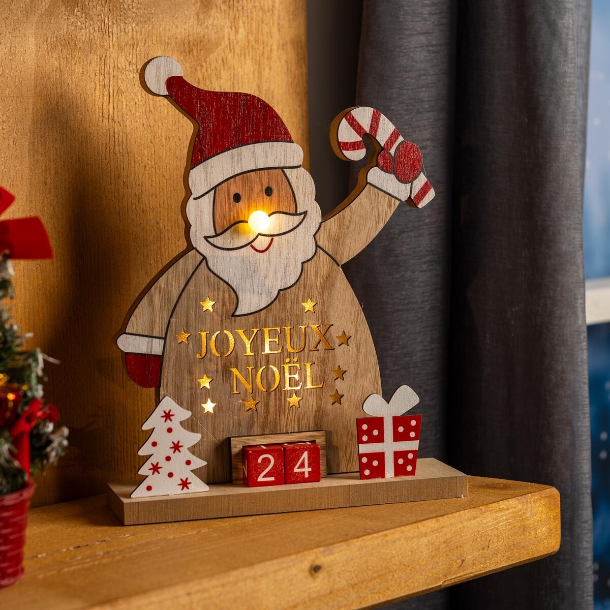 Haushalt international LED Dřevěný kalendář Santa