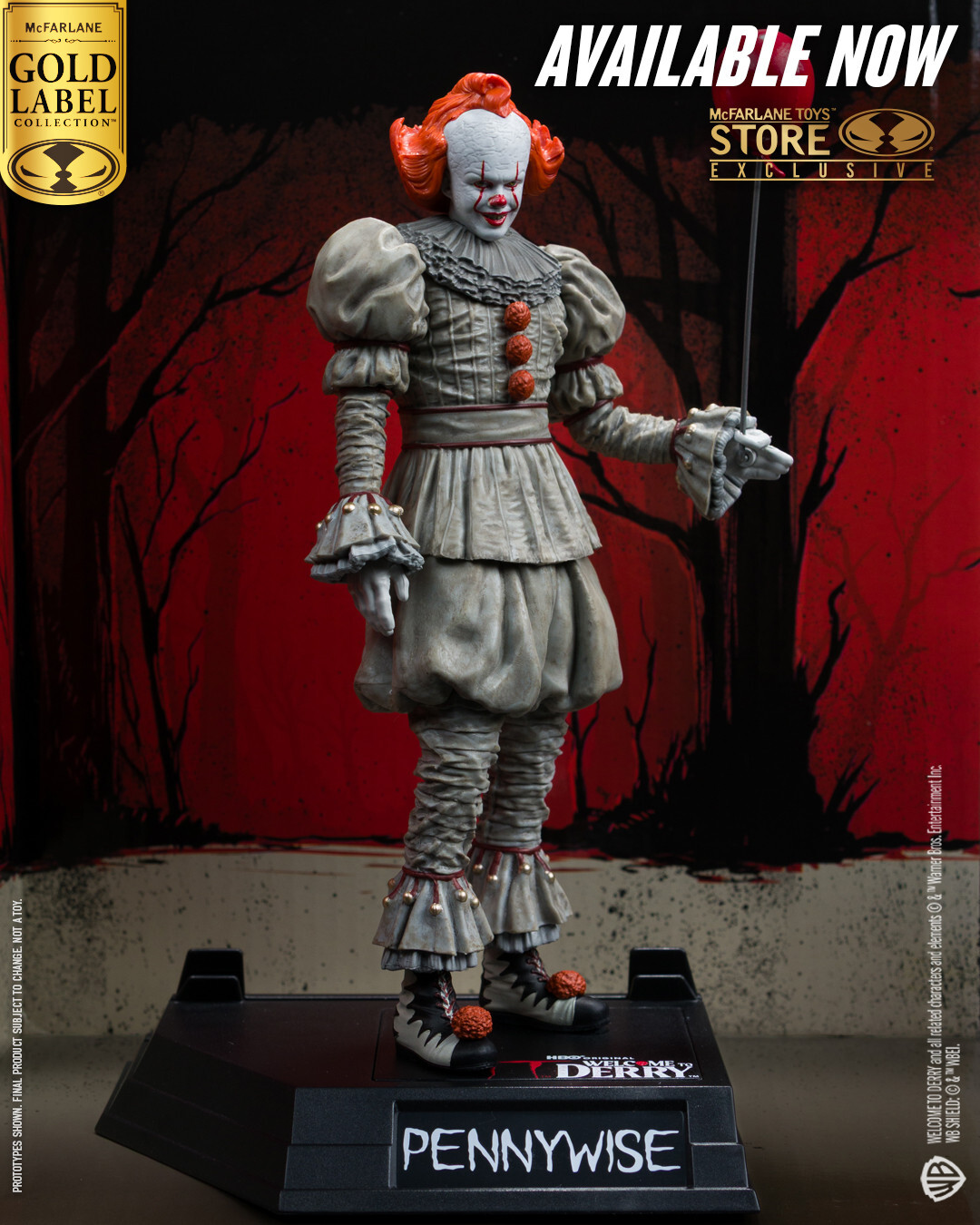 McFarlane | IT: Welcome to Derry - sběratelská soška Pennywise (Gold Label) Movie Maniacs 16 cm