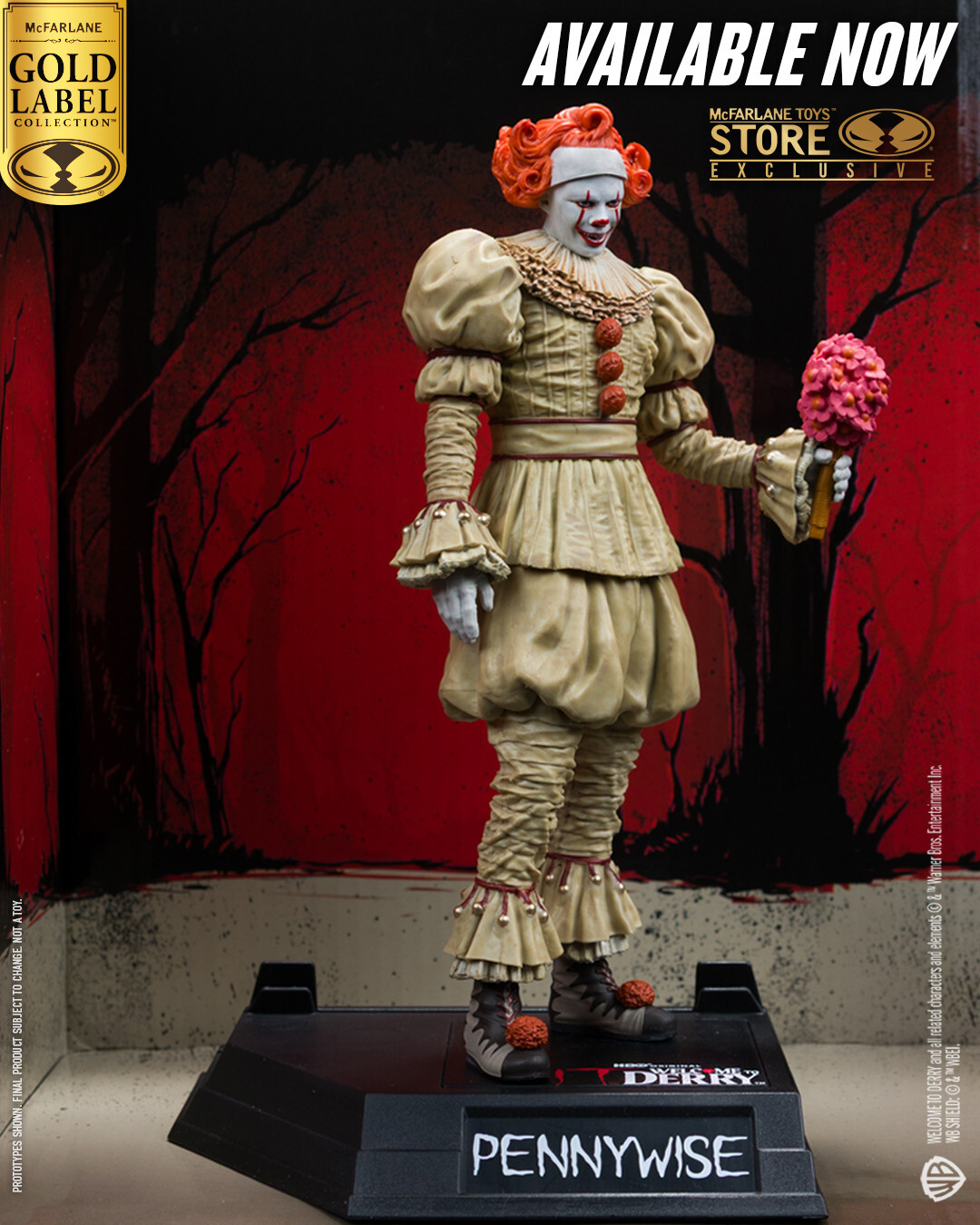 McFarlane | IT: Welcome to Derry - sběratelská soška Pennywise - Flashback (Gold Label) Movie Maniacs 16 cm