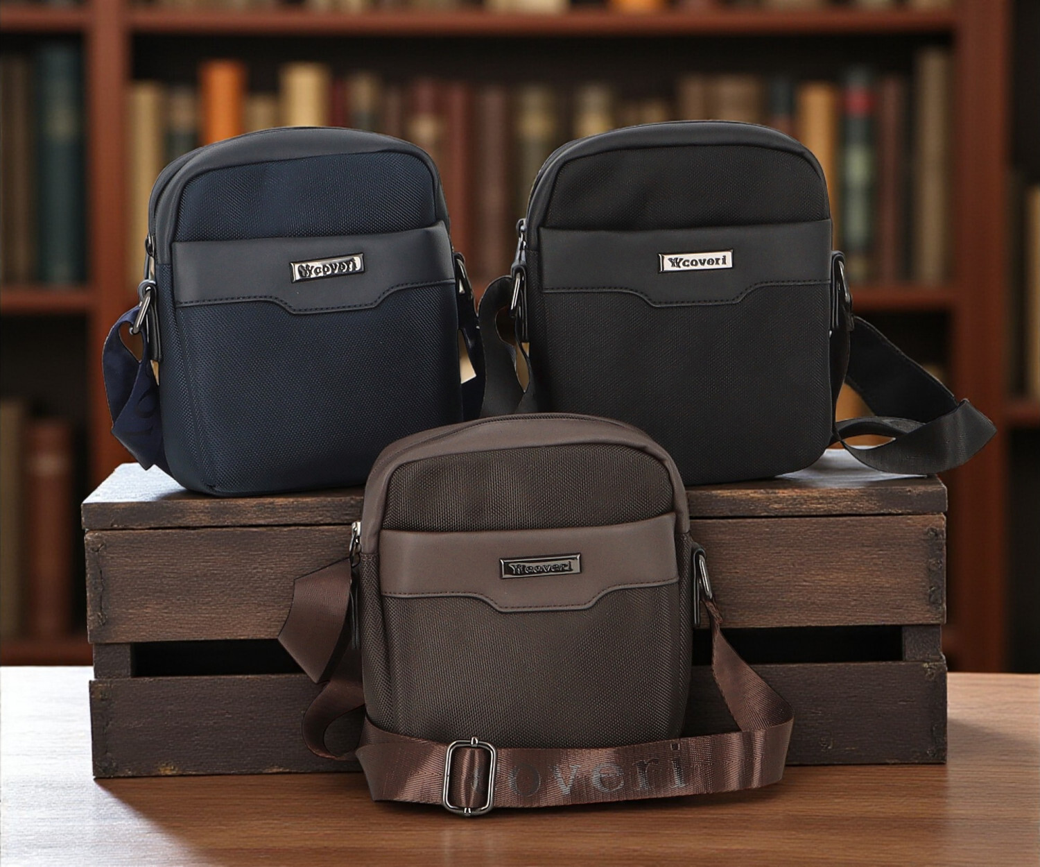 Trendy pánská textilní crossbody taška Coveri Safron, černá