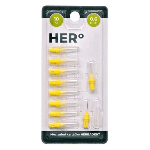 HERBADENT HERo Náhradní mezizubní kartáčky 0,6 mm Žluté 10 ks