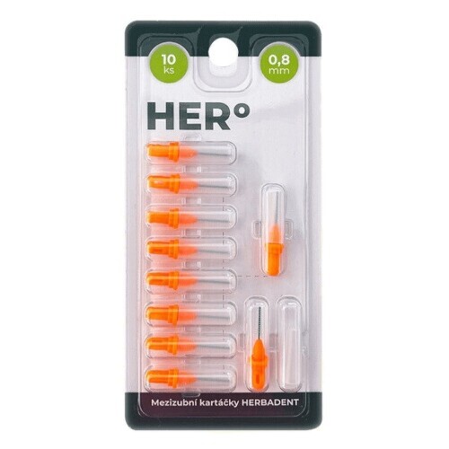 HERBADENT HERo Náhradní mezizubní kartáčky 0,8 mm Oranžové 10 ks