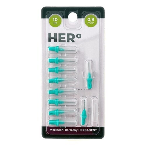 HERBADENT HERo Náhradní mezizubní kartáčky 0,9 mm Zelené 10 ks