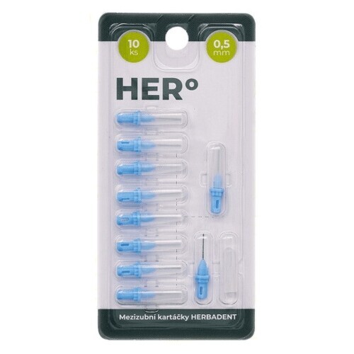 HERBADENT HERo Náhradní mezizubní kartáčky 0,5 mm Modré 10 ks