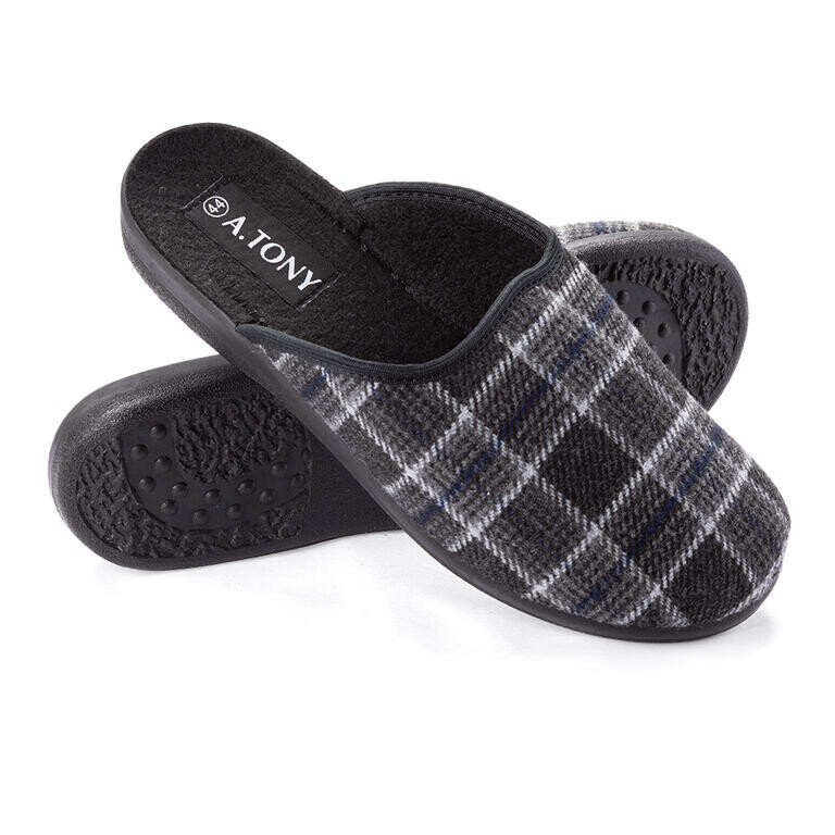 Pánské domácí ortopedické pantofle káro šedá