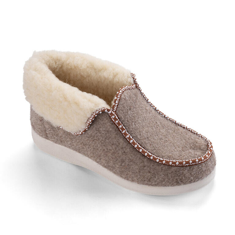 Dámské vysoké bačkory s ovčí vlnou béžové