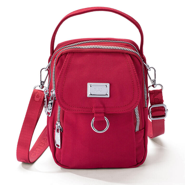 Dámská midi kabelka se 3 kapsami červená