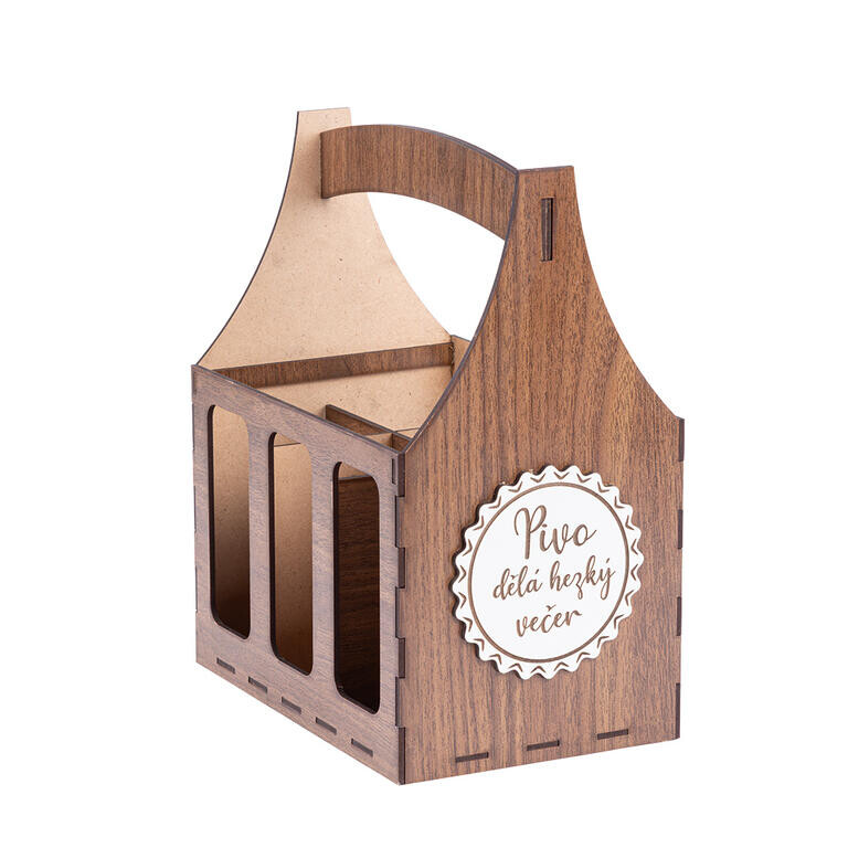 Dřevěná přepravka na pivo PIVO DĚLÁ HEZKÝ VEČER