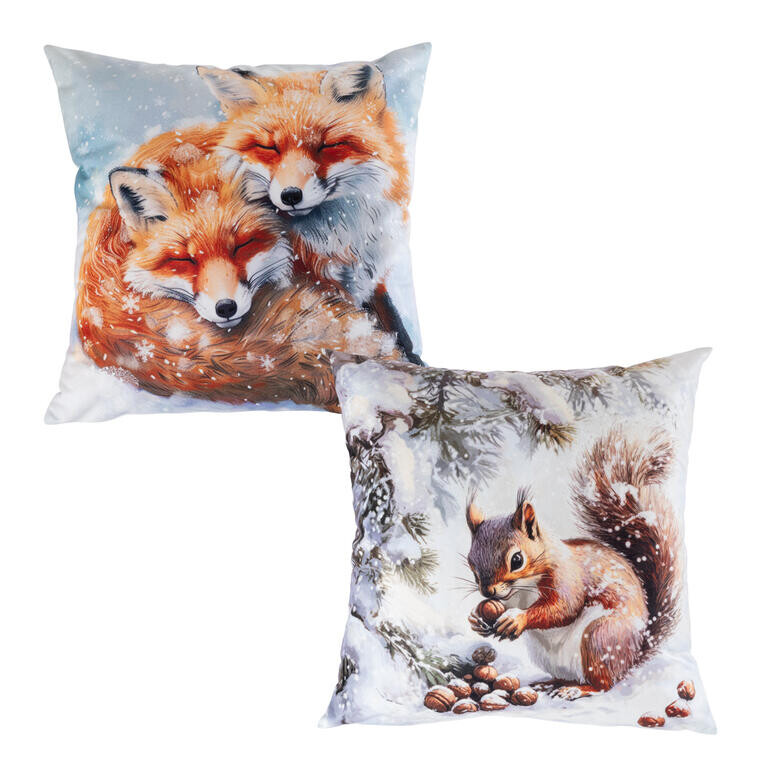 Sada 2 ks povlaků na polštářky VEVERKA A LIŠKY 40 x 40 cm