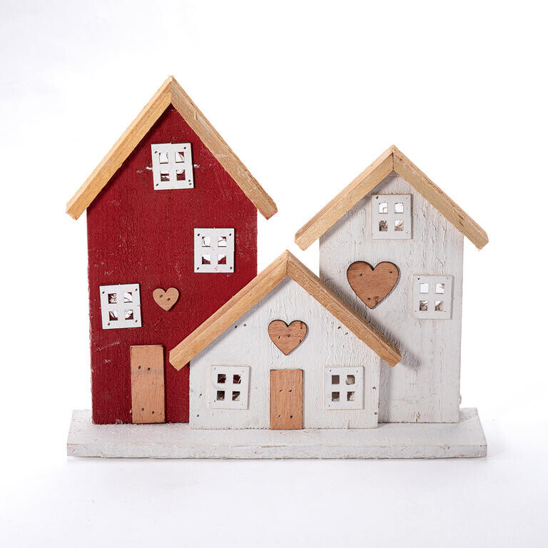 Dřevená LED dekorace DOMEČKY