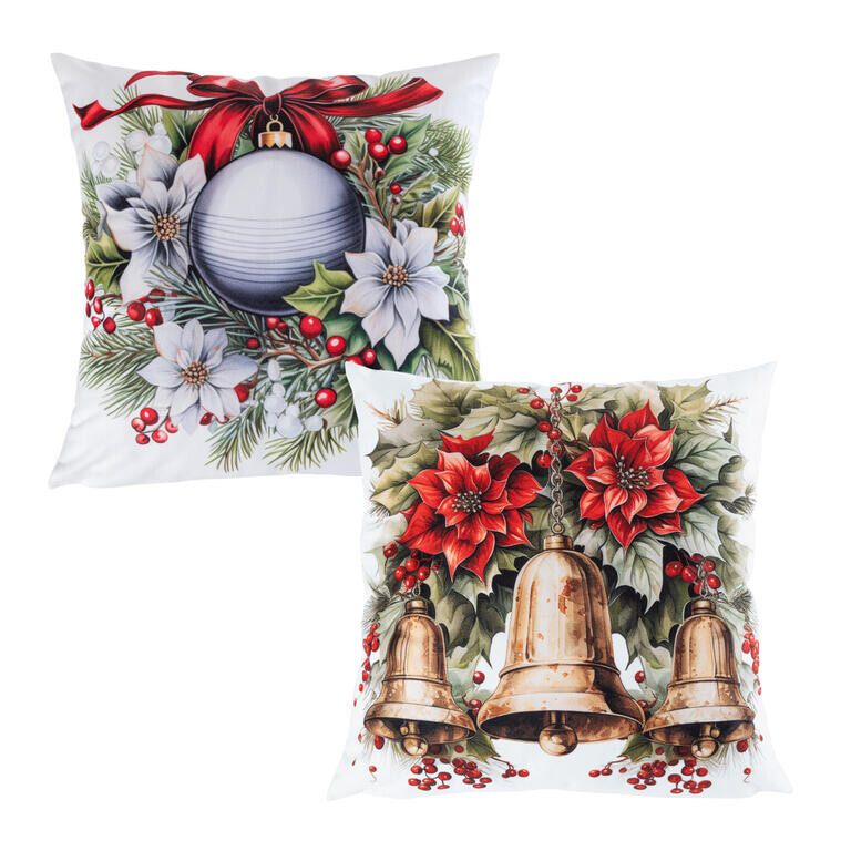 Sada 2 ks povlaků na polštářky ZVONEČKY A KOULE 40 x 40 cm