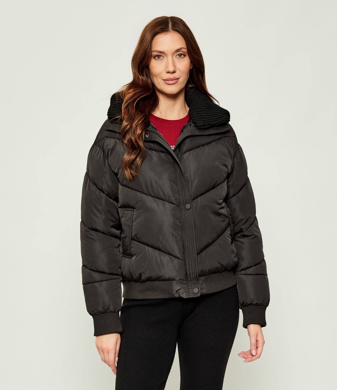 Guess dora detachable knit-collar pu s