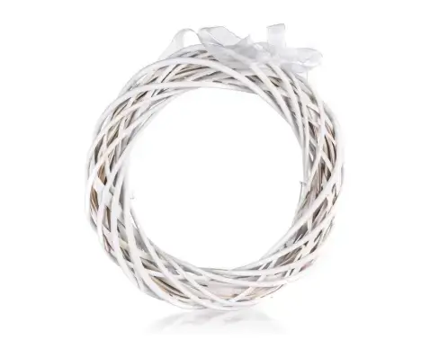 Dekorace Ratanový věnec 26 cm, bílý