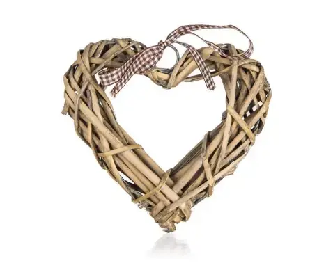 Dekorace Ratanové srdce, 15x15 cm