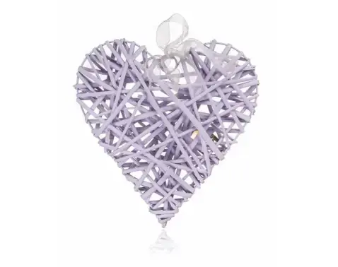 Dekorace Proutěné srdce 28x28 cm, fialové