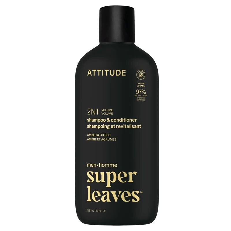 Attitude Super leaves Pánský šampon a kondicionér pro objem 2v1 Amber a Citrus 415 ml