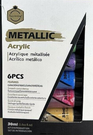 Sada akrylových barev – Metalické, 6 ks