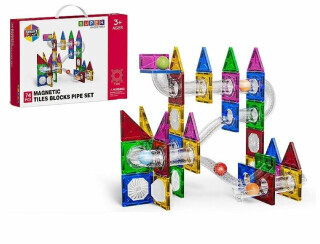 Magnetická stavebnice s kuličkovou dráhou – 74 dílků