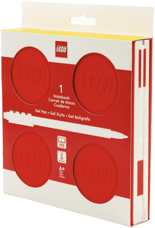 LEGO Zápisník s gelovým perem jako klipem a náhradní náplní - červený