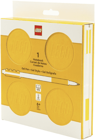 LEGO Zápisník s gelovým perem jako klipem a náhradní náplní - žlutý