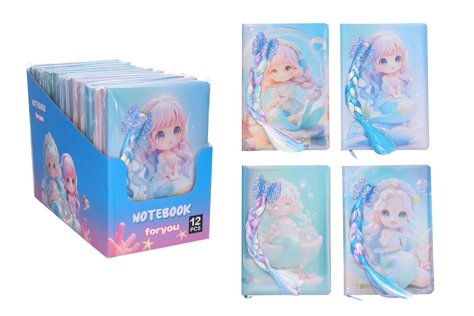 Notes linkovaný 14x21 cm, 80 stran mořská panna s culíkem