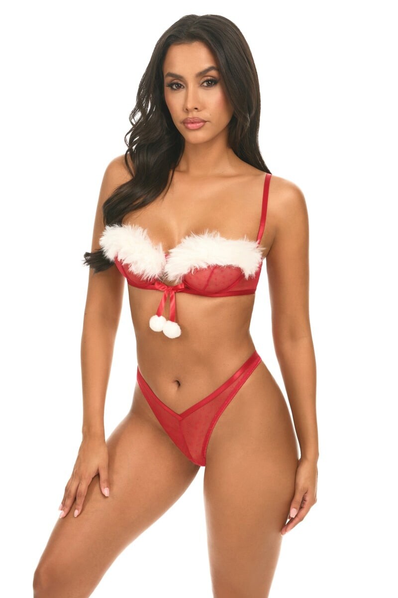 Červený dvoudílný vánoční set April