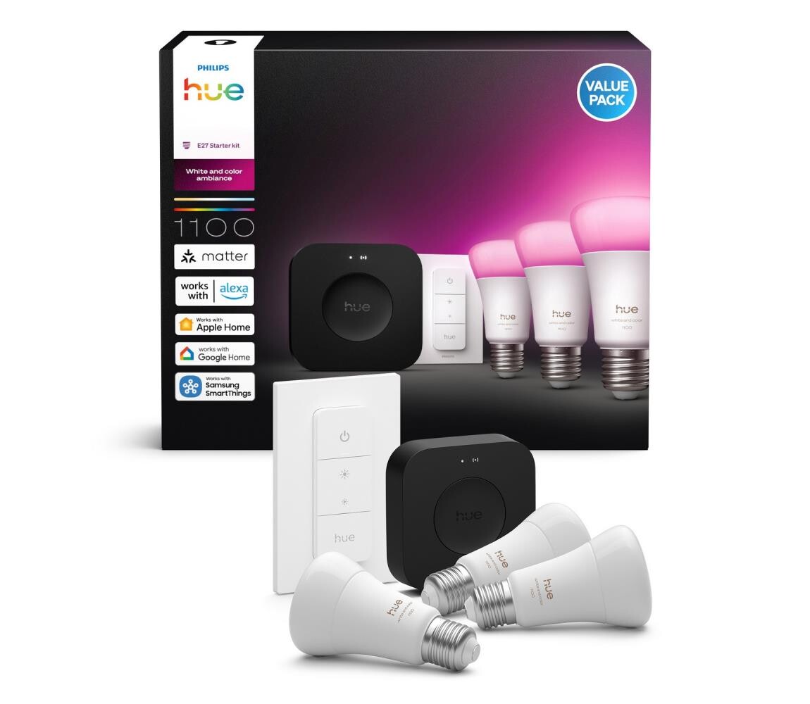 Základní sada Philips Hue WACA 3xE27/8,1W 1000-20000K + zařízení k propojení 8720169374508