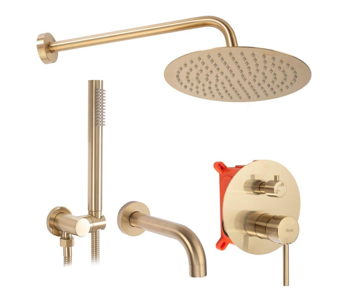 REA-P6609 - Sprchová sada s termostat. podom. baterií LUNGO kartáčovaná zlatá REA-P6609