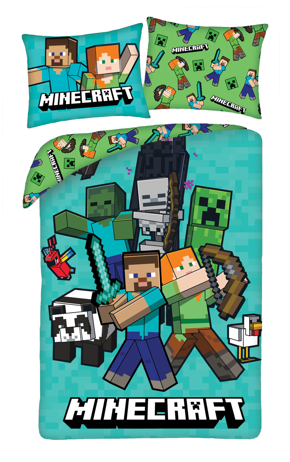 Halantex Povlečení z mikrovlákna 140x200 + 70x90 cm - Minecraft 