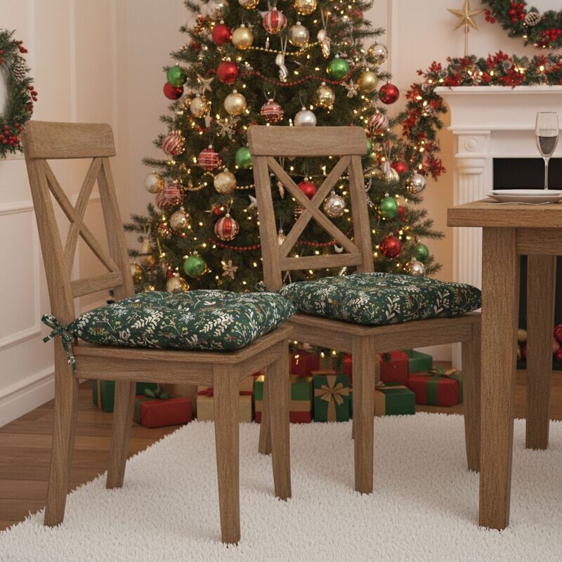 Sedák na židli, Zelené Vánoce, 40 x 40 cm