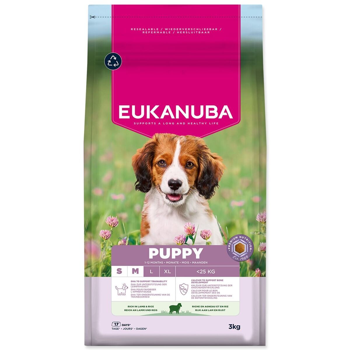 Eukanuba Premium Nutrition Puppy Small & Medium Breed Lamb & Rice - výhodné balení: 2 x 3 kg