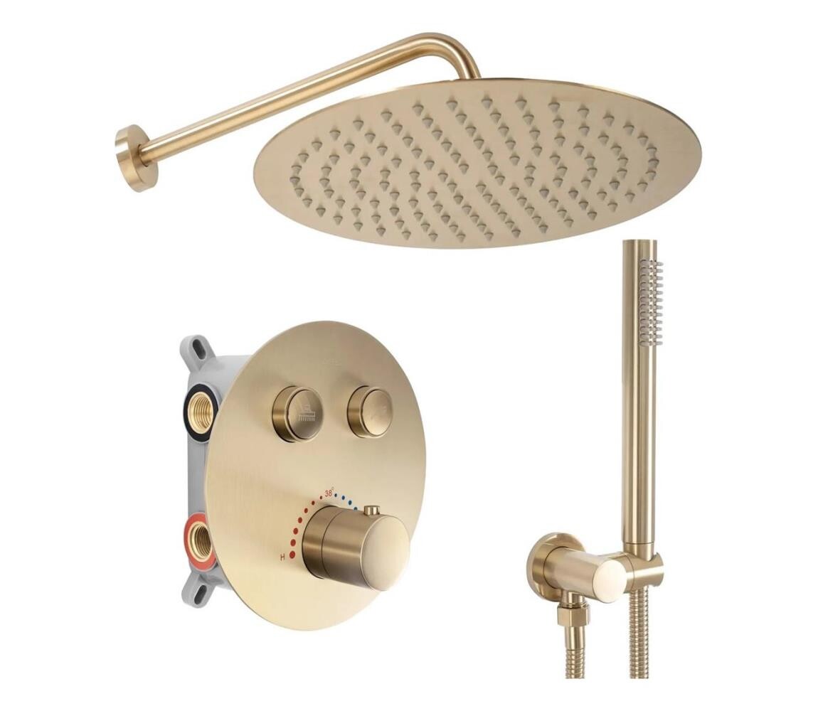 REA-P8551 - Sprchová sada s termostat. podom. baterií LUNGO broušená zlatá REA-P8551