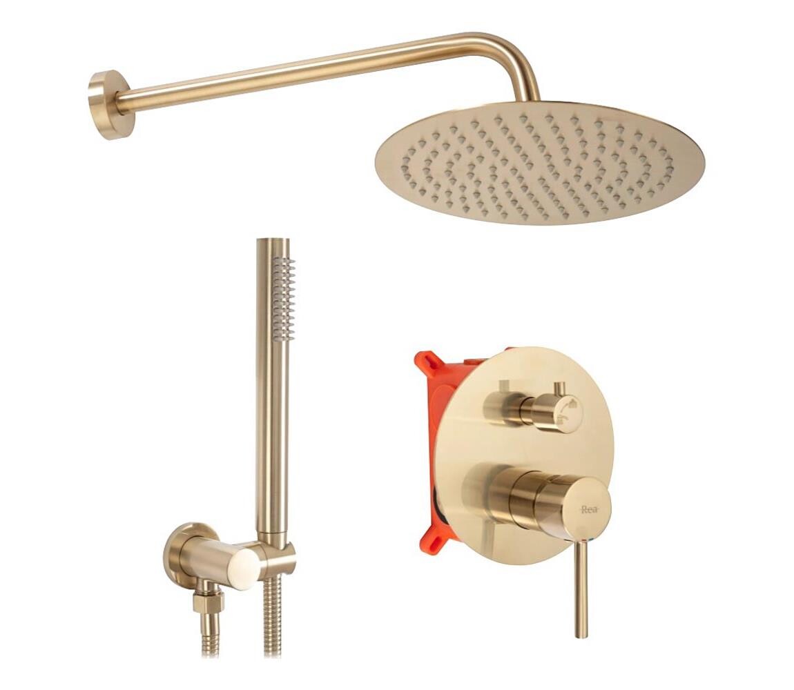 REA-P4160 - Sprchová sada s podomítkovou baterií LUNGO broušená zlatá REA-P4160