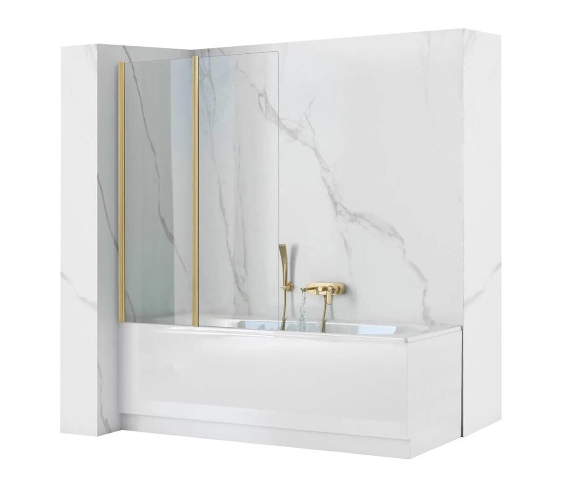 REA-K9777 - Skládací vanová zástěna AGAT 140x100 cm broušená zlatá/čirá REA-K9777