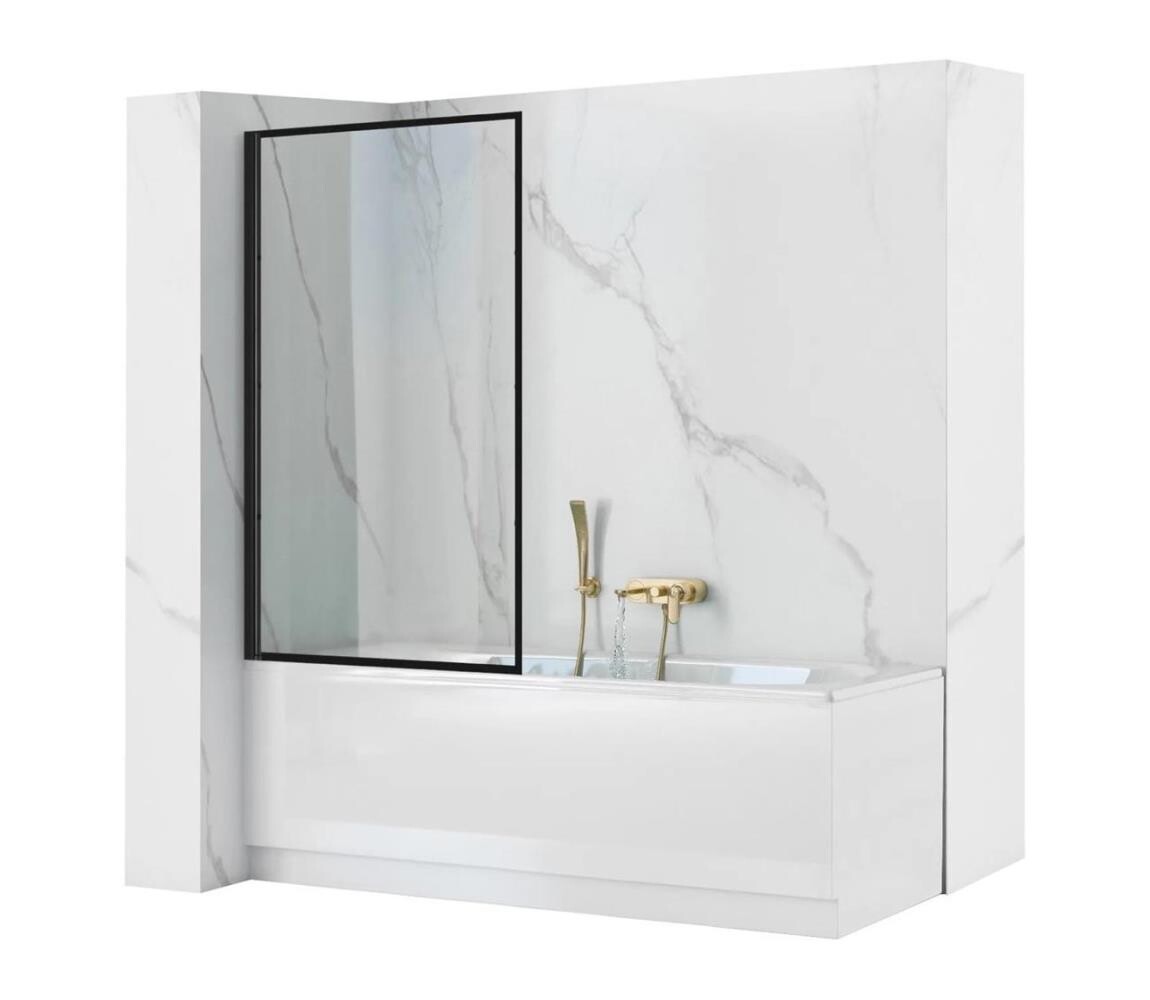 REA-K7390 - Vanová zástěna LAGOS 140x80 cm černá/čirá REA-K7390