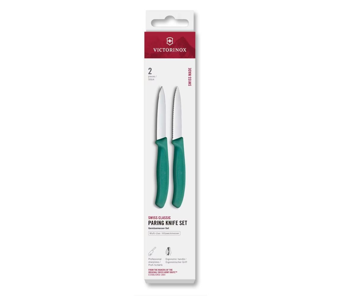 Victorinox - Sada kuchyňských nožů na zeleninu SWISS CLASSIC 8 cm 2 ks tyrkysová 6.7694.2C1